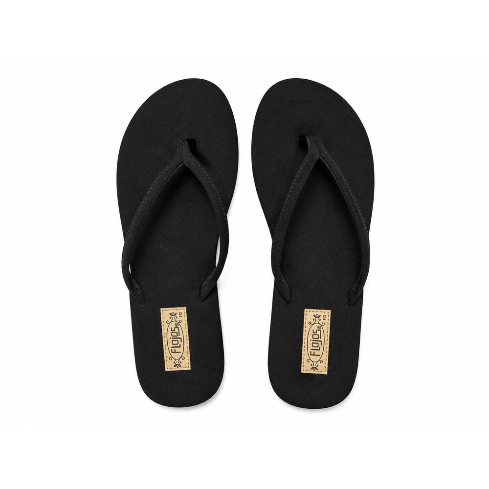 Flojos Black Thong Flip Flops Y2K Coastal Grandma Resort Minimalist W8